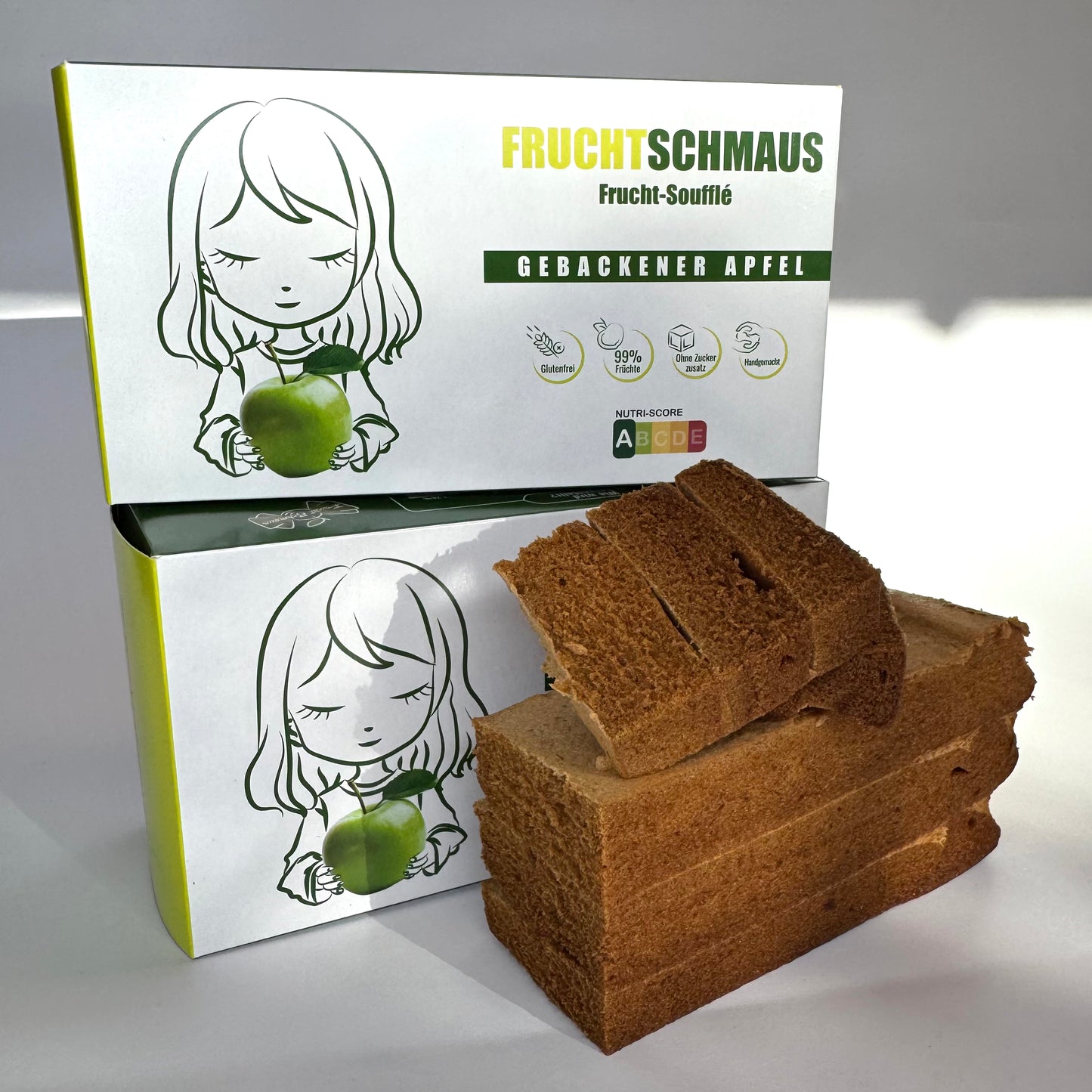 Soufflé de frutas con manzana al horno, sin gluten y sin azúcar añadido.