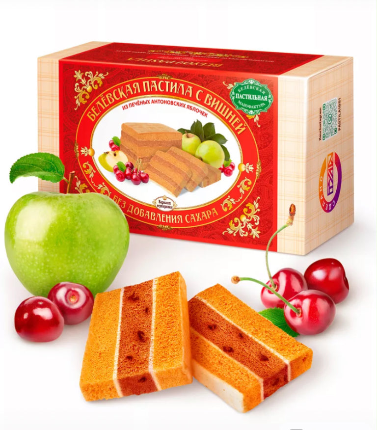 Rodajas de manzana Belyov con cerezas, 180 g