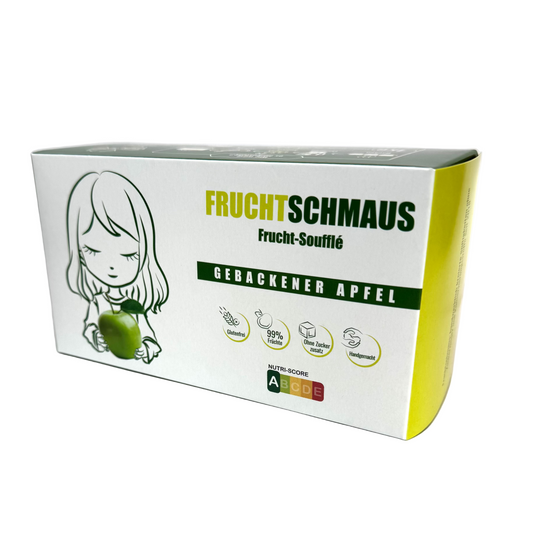 Soufflé de frutas con manzana al horno, sin gluten y sin azúcar añadido.