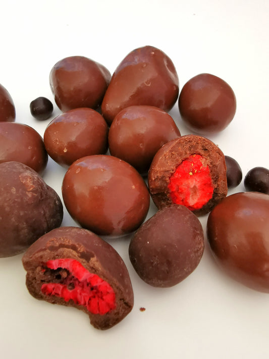 Beeren mit Schokolade (weniger Zucker), 150gr